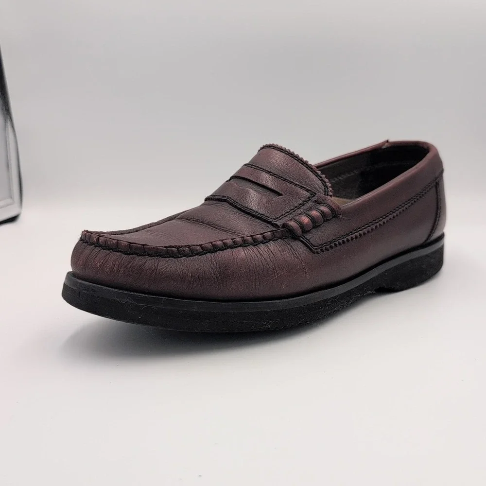 Rockport Vibram Leather Loafers Shoes Men's Size 12 M Medium Brown Beef Roll